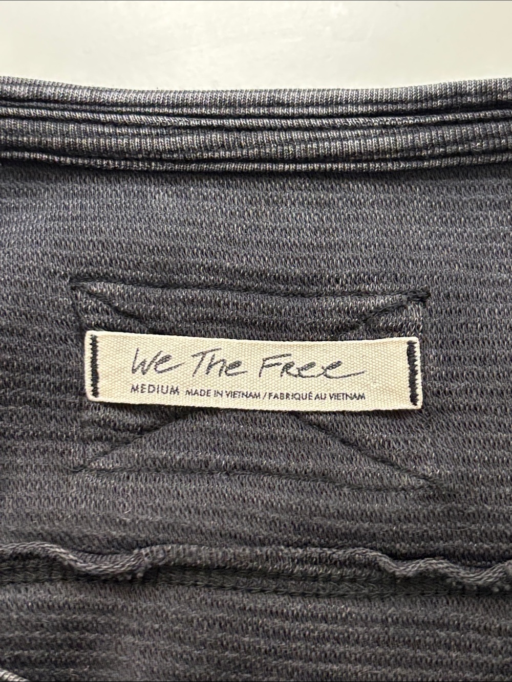 We The Free Ribbed Long Sleeve Top in Dark Grey Oversized Cotton Size Medium - Picture 4 of 10